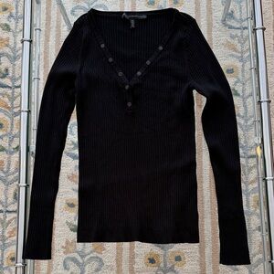 White House Black Market Black V-Neck ribbed Sweater